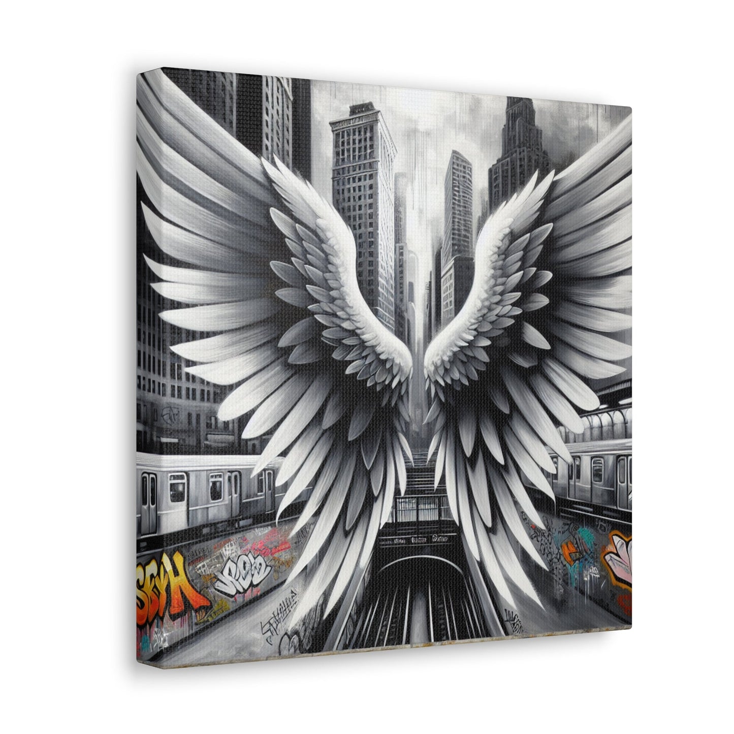 "Mystical Wings in Urban Chaos" - Canvas - Authentic4Us