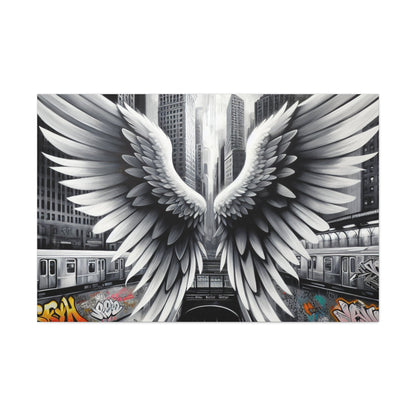 "Mystical Wings in Urban Chaos" - Canvas - Authentic4Us