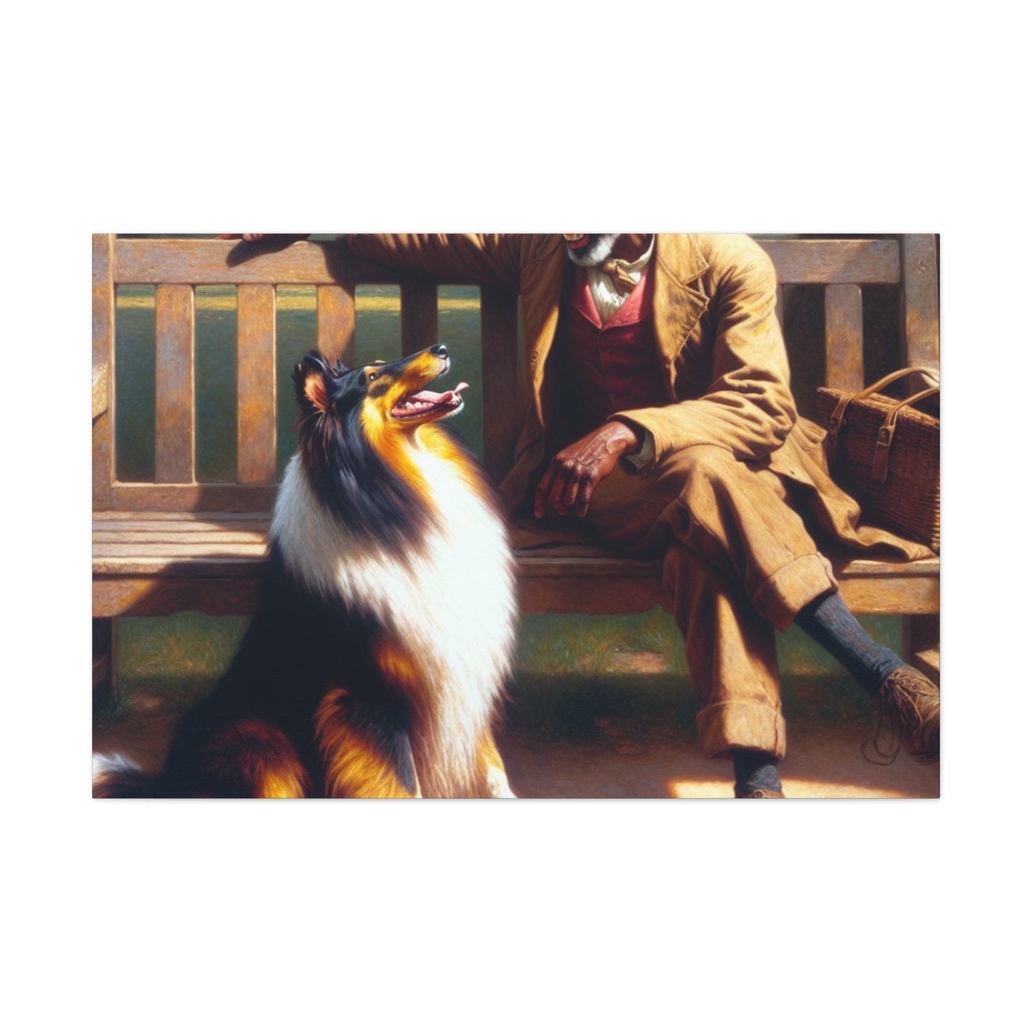 "Park Bliss with Man and Collie" - Canvas - Authentic4Us