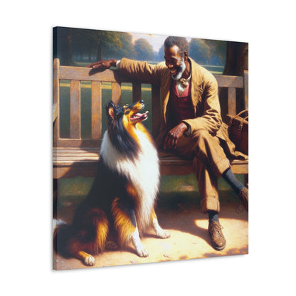 "Park Bliss with Man and Collie" - Canvas - Authentic4Us