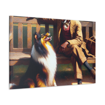 "Park Bliss with Man and Collie" - Canvas - Authentic4Us