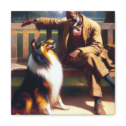 "Park Bliss with Man and Collie" - Canvas - Authentic4Us