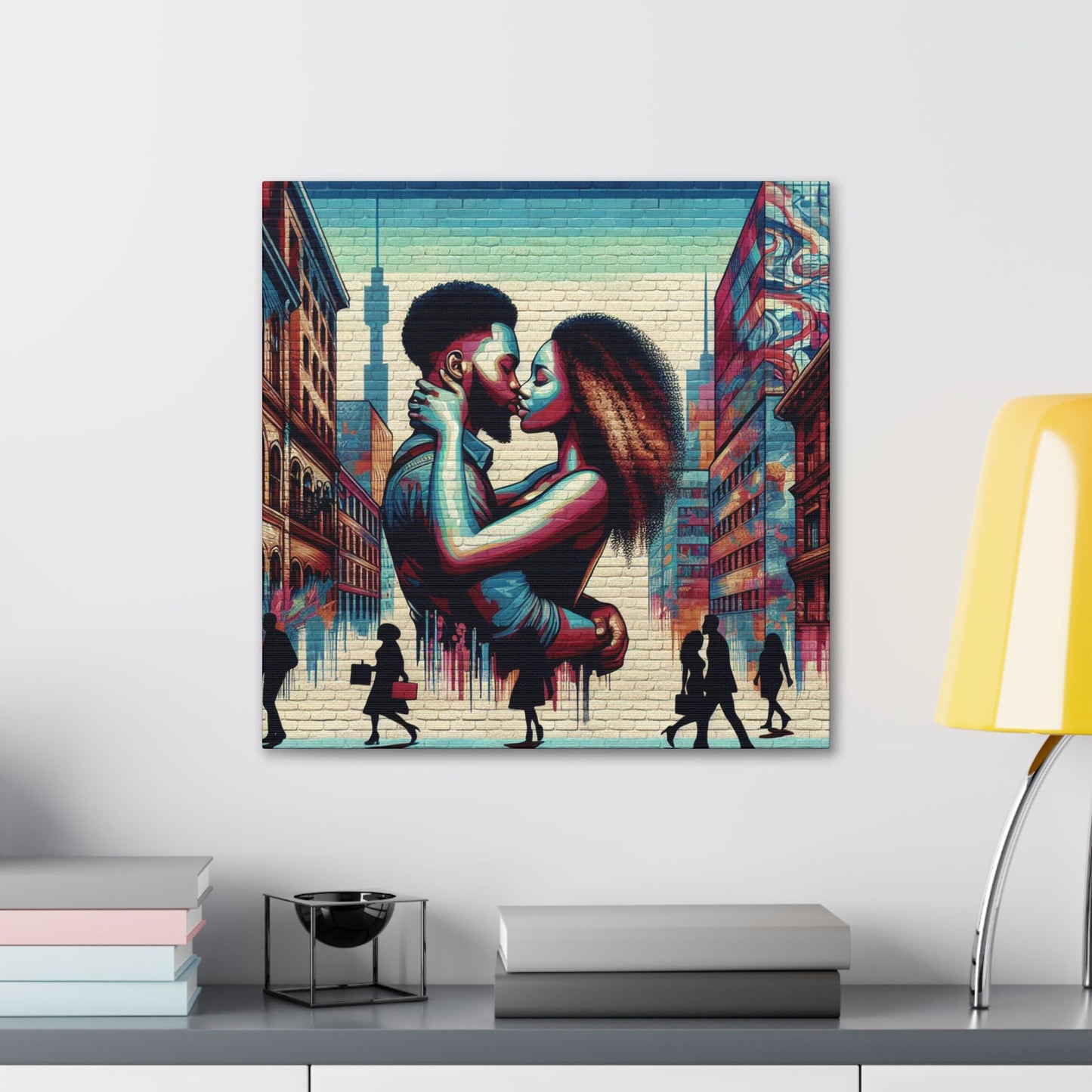 "Passionate Urban Embrace Mural" - Canvas - Authentic4Us