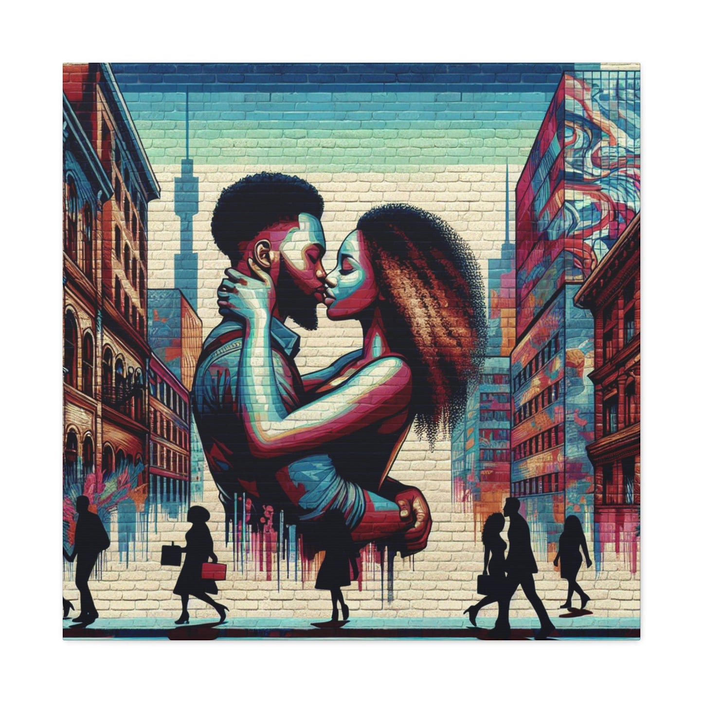 "Passionate Urban Embrace Mural" - Canvas - Authentic4Us