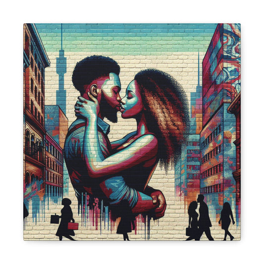 "Passionate Urban Embrace Mural" - Canvas - Authentic4Us