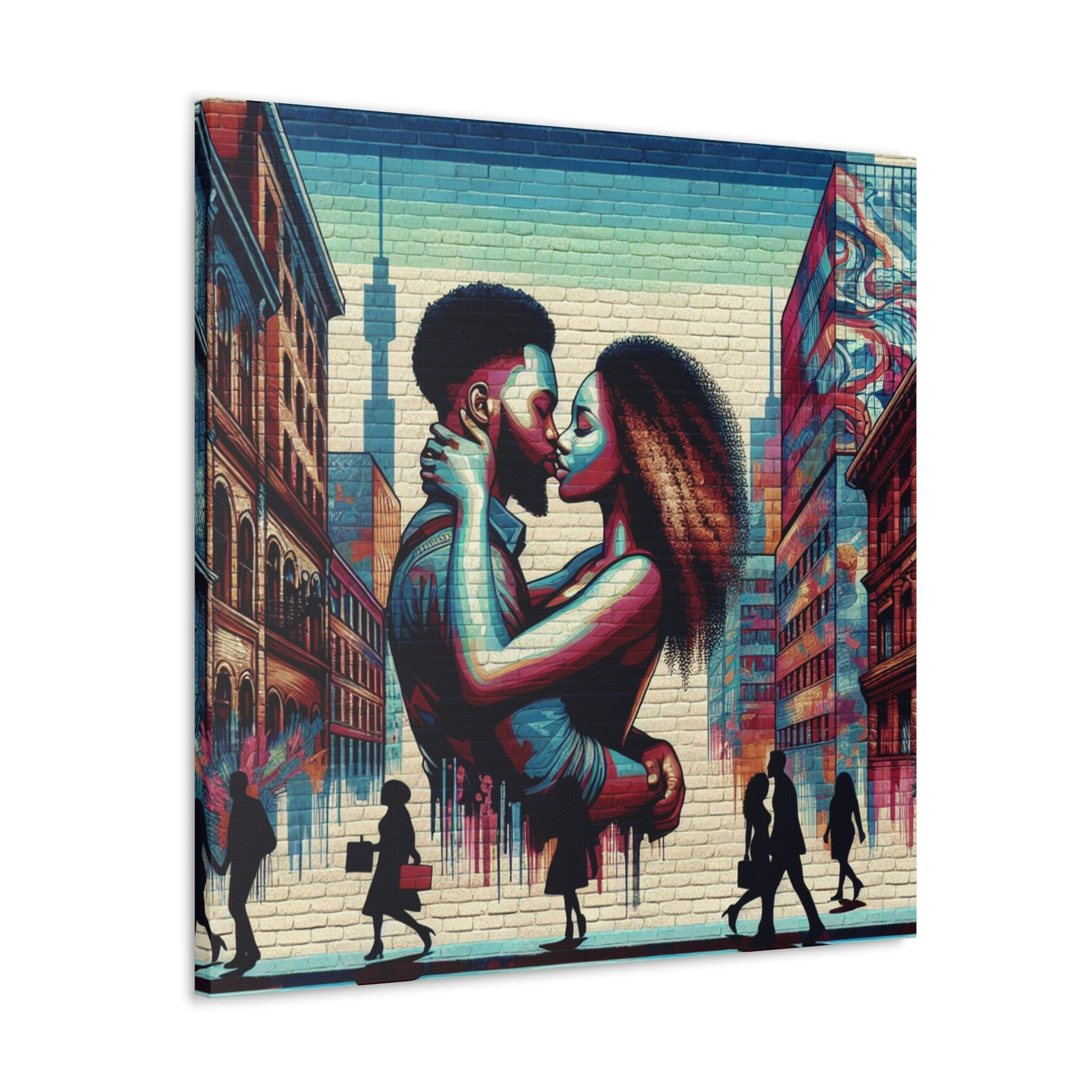 "Passionate Urban Embrace Mural" - Canvas - Authentic4Us