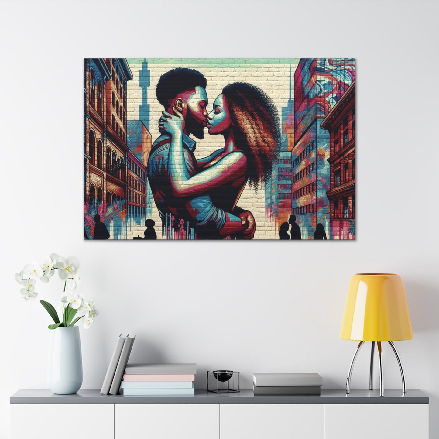 "Passionate Urban Embrace Mural" - Canvas - Authentic4Us