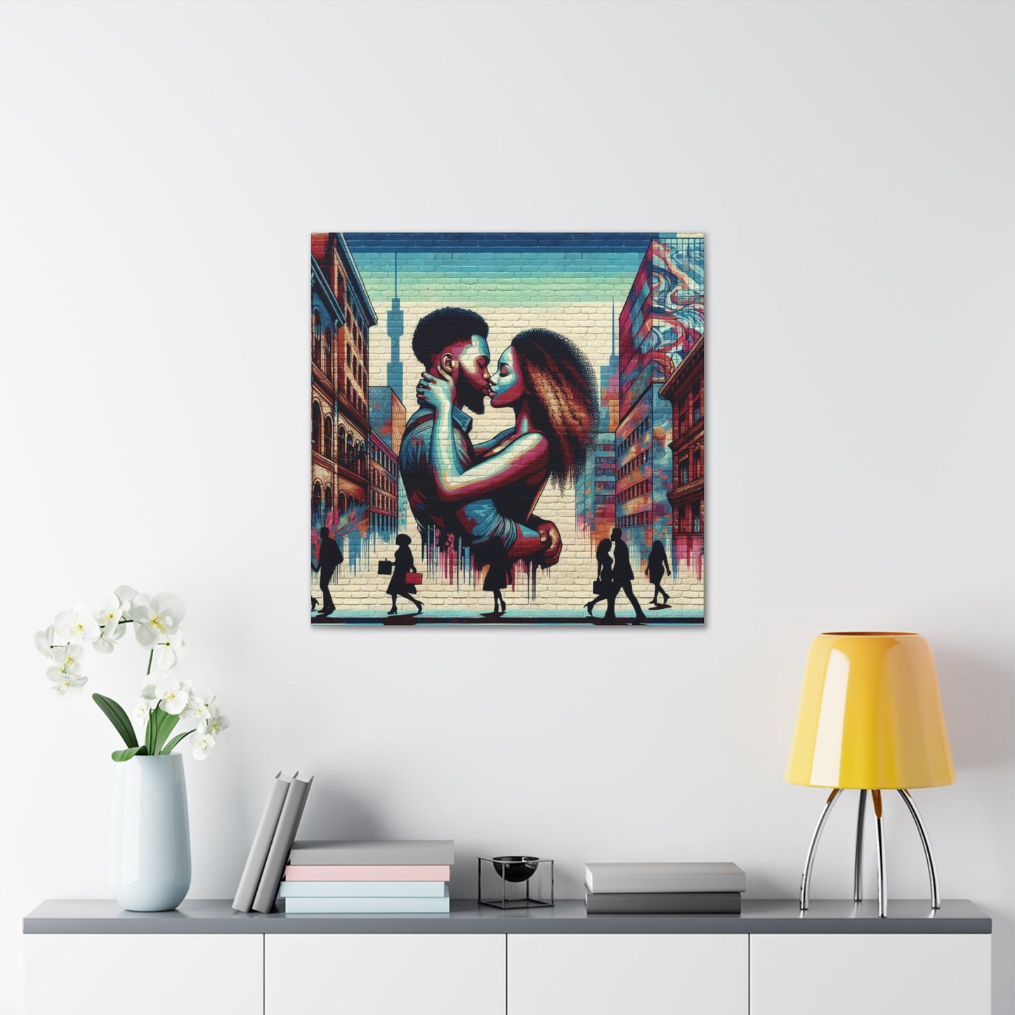 "Passionate Urban Embrace Mural" - Canvas - Authentic4Us