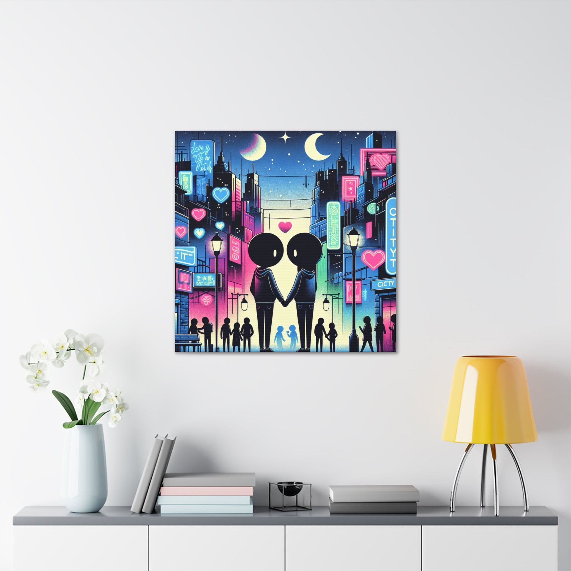 "Romantic Night in Vibrant City" - Canvas - Authentic4Us