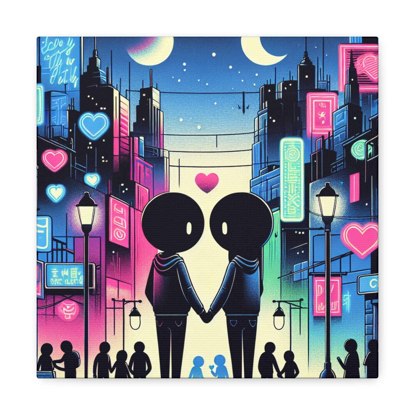 "Romantic Night in Vibrant City" - Canvas - Authentic4Us