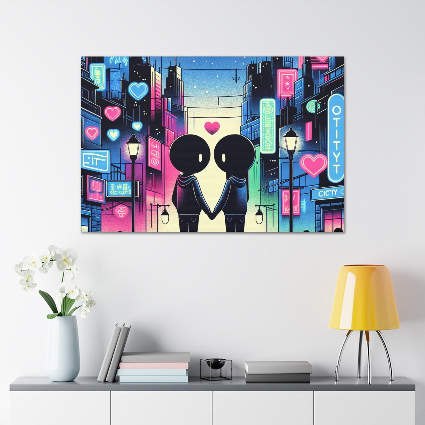 "Romantic Night in Vibrant City" - Canvas - Authentic4Us