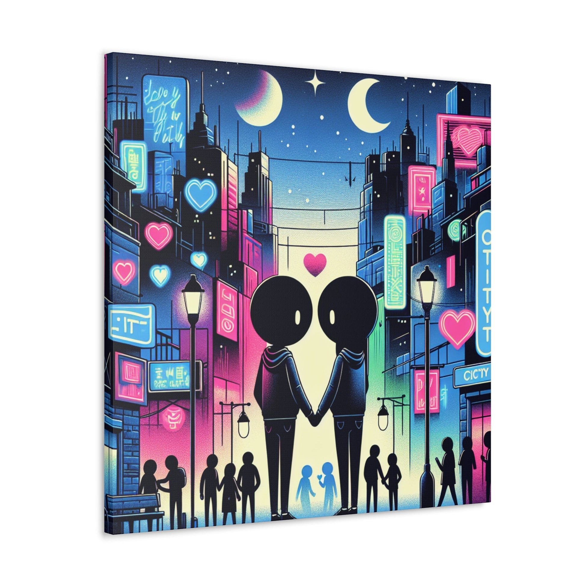 "Romantic Night in Vibrant City" - Canvas - Authentic4Us