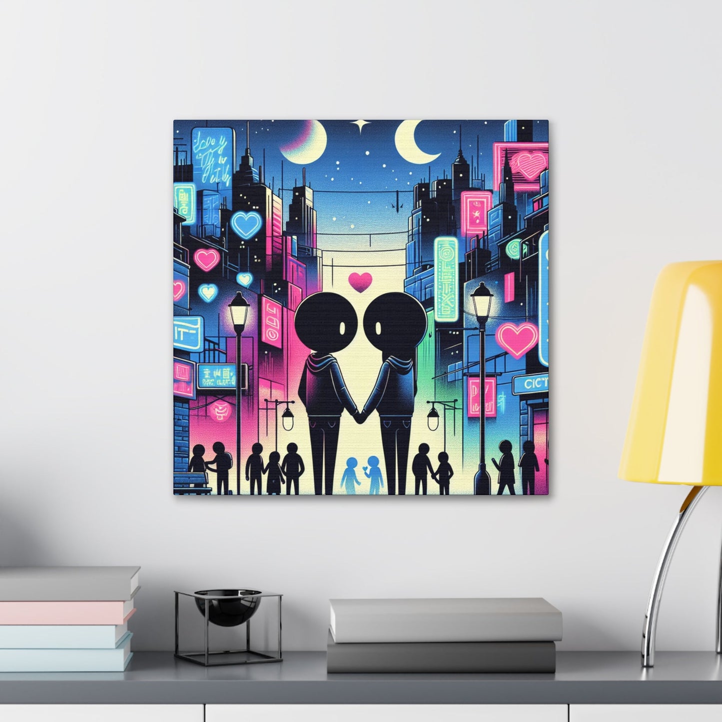 "Romantic Night in Vibrant City" - Canvas - Authentic4Us