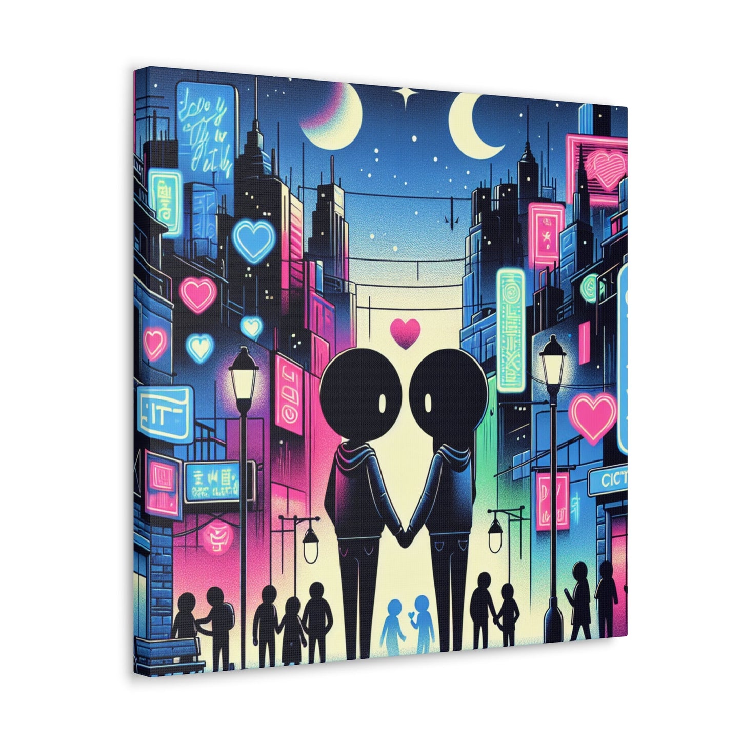 "Romantic Night in Vibrant City" - Canvas - Authentic4Us