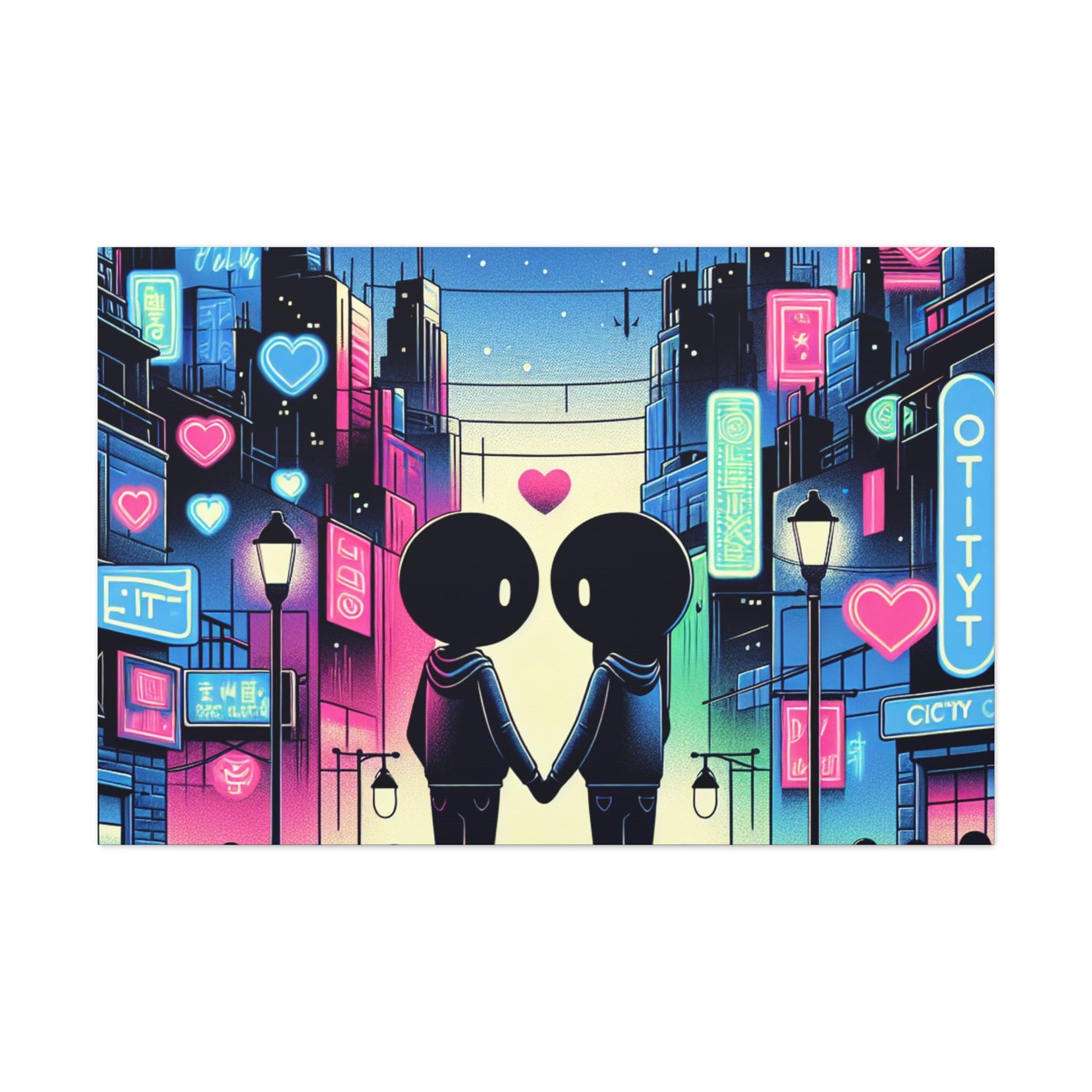 "Romantic Night in Vibrant City" - Canvas - Authentic4Us