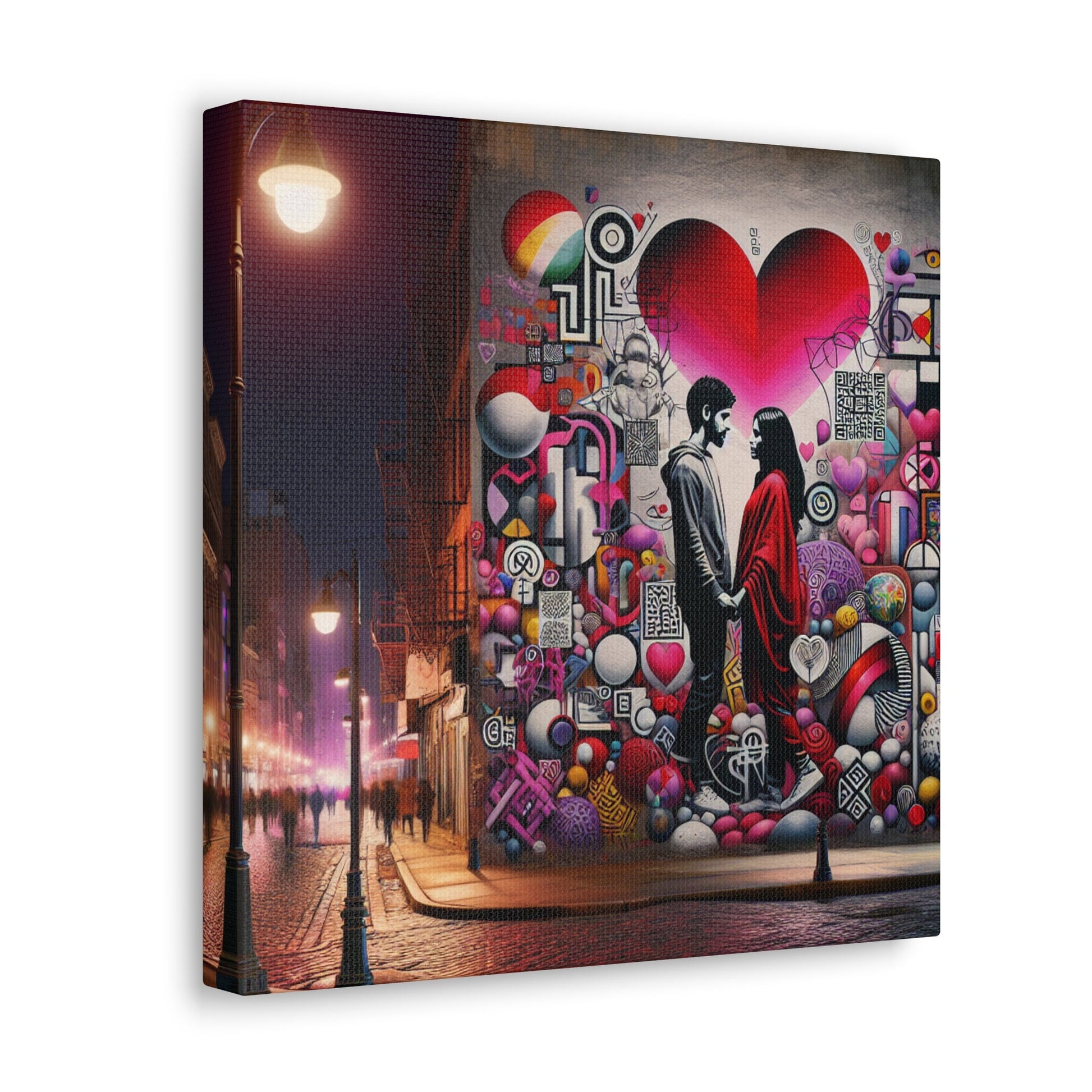 "Romantic Silhouettes in Colorful Street" - Canvas - Authentic4Us