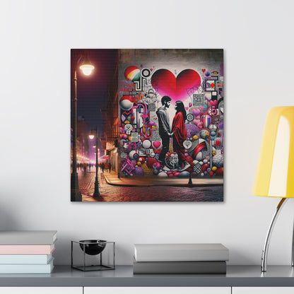 "Romantic Silhouettes in Colorful Street" - Canvas - Authentic4Us