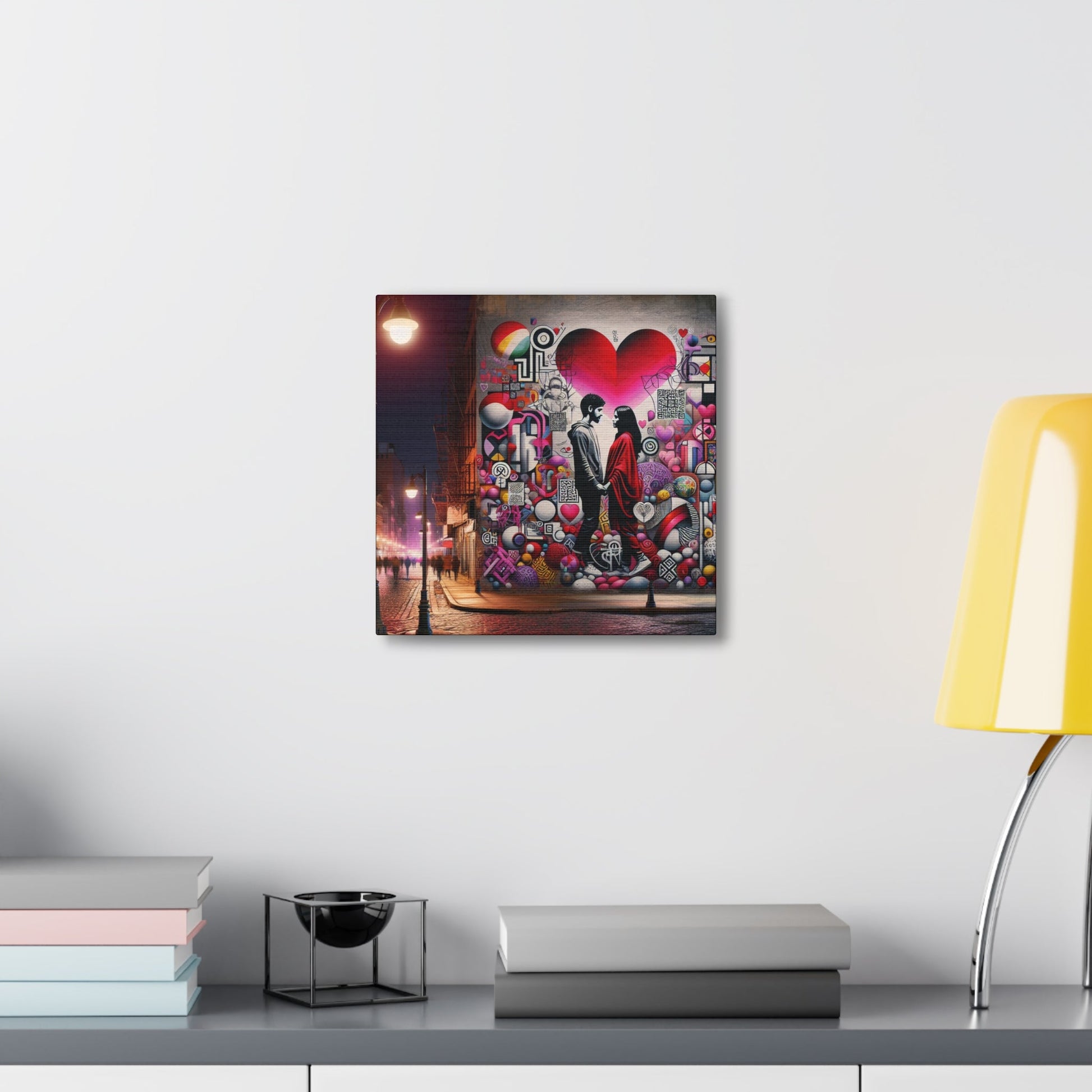 "Romantic Silhouettes in Colorful Street" - Canvas - Authentic4Us