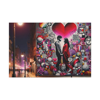 "Romantic Silhouettes in Colorful Street" - Canvas - Authentic4Us