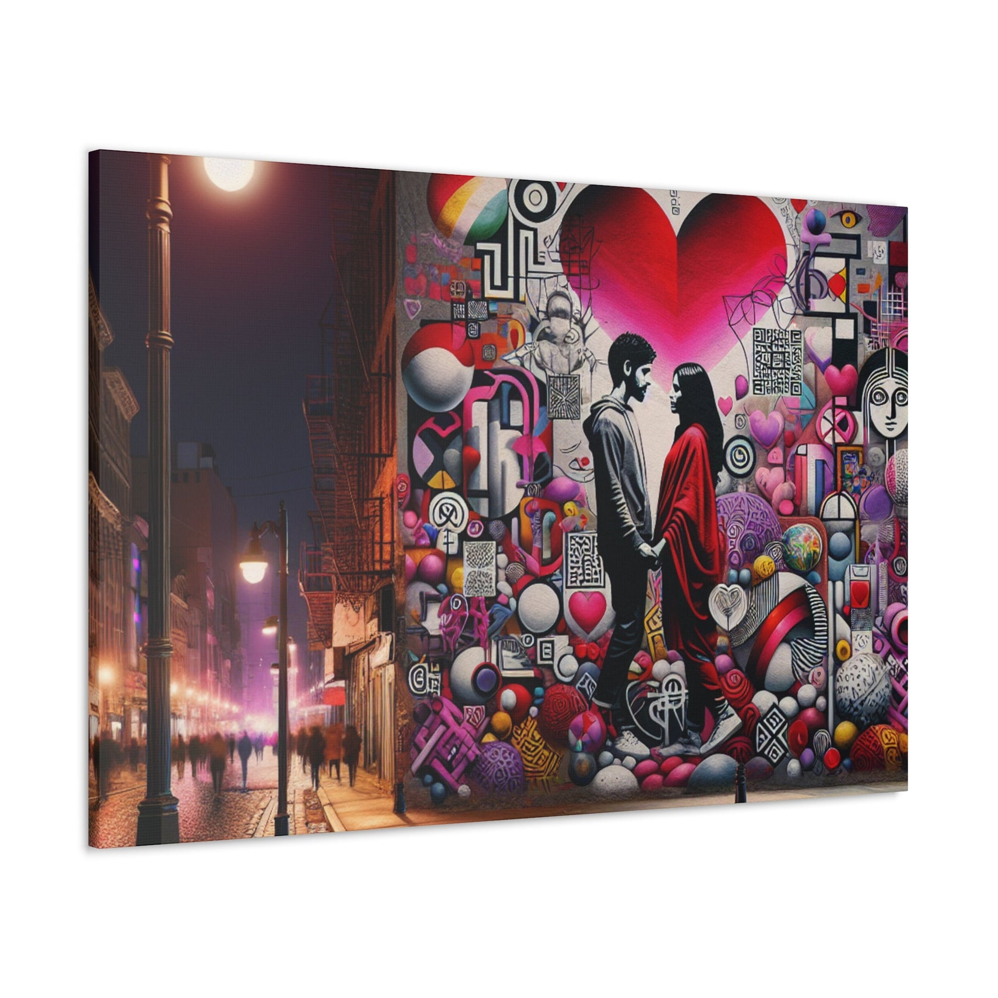 "Romantic Silhouettes in Colorful Street" - Canvas - Authentic4Us