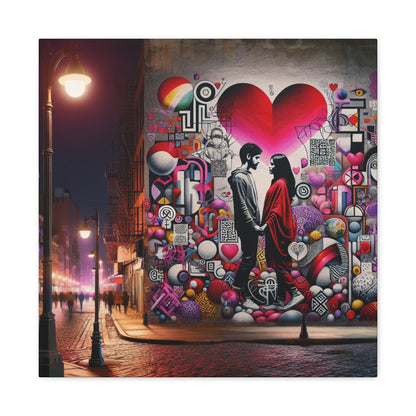 "Romantic Silhouettes in Colorful Street" - Canvas - Authentic4Us