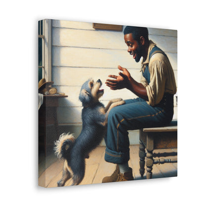 "Rustic Bond: Man and Dog" - Canvas - Authentic4Us