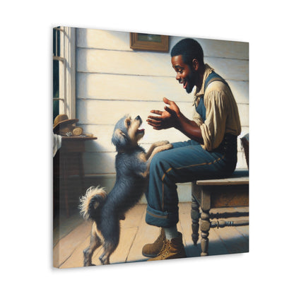 "Rustic Bond: Man and Dog" - Canvas - Authentic4Us