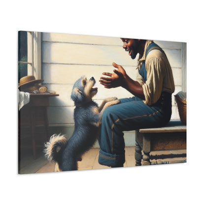 "Rustic Bond: Man and Dog" - Canvas - Authentic4Us