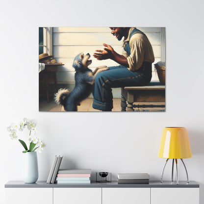 "Rustic Bond: Man and Dog" - Canvas - Authentic4Us