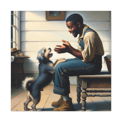 "Rustic Bond: Man and Dog" - Canvas - Authentic4Us