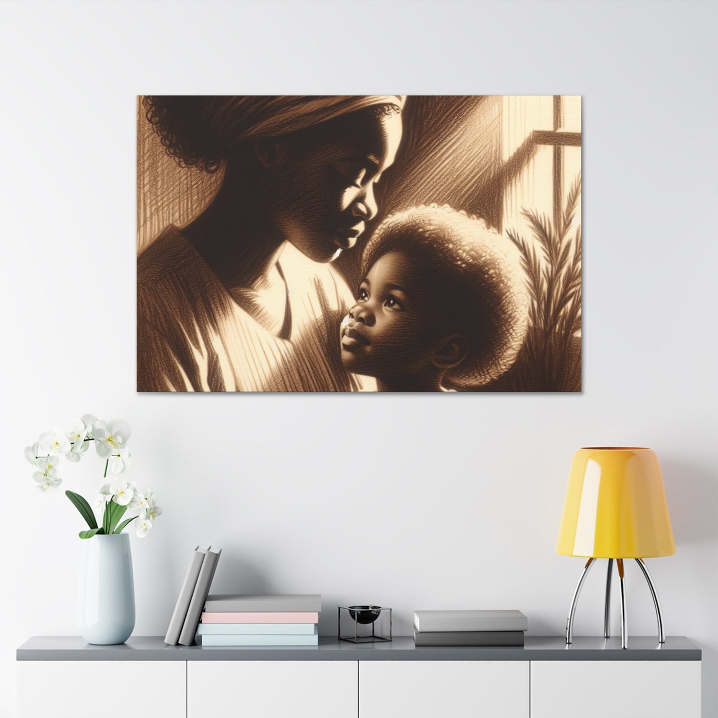 "Sepia Serenity: Mother and Child" - Canvas - Authentic4Us