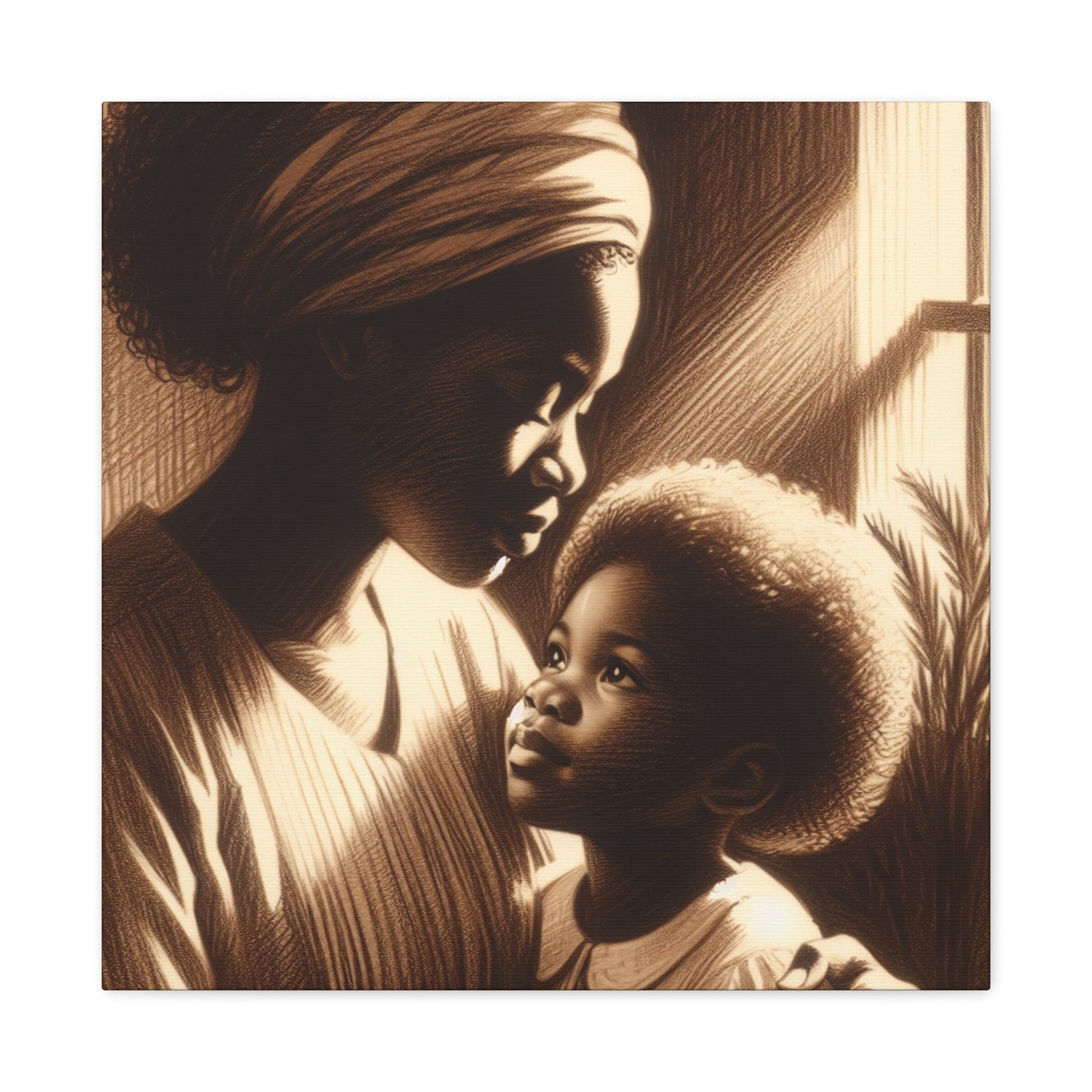 "Sepia Serenity: Mother and Child" - Canvas - Authentic4Us