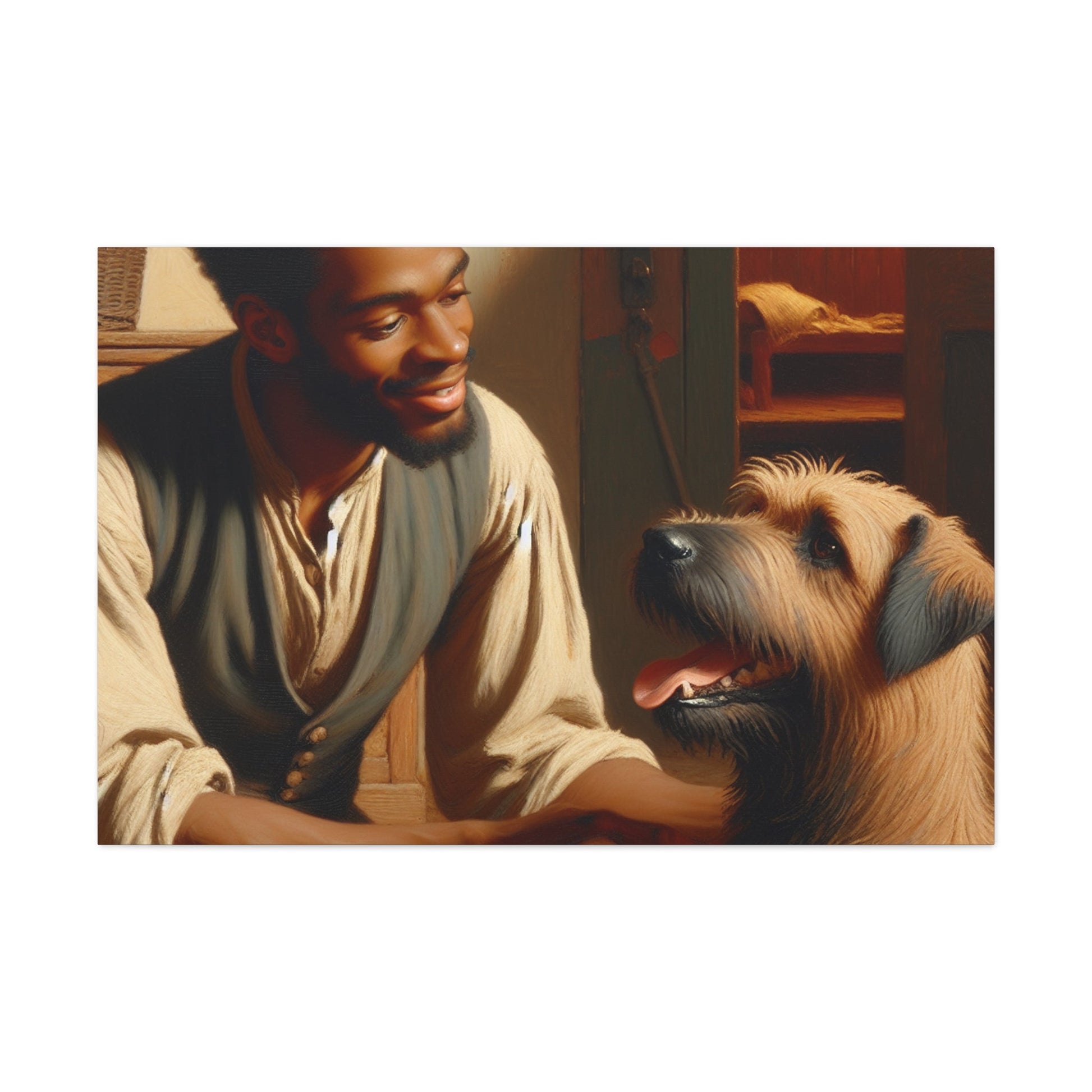 "Serene Bond: Man and Dog" - Canvas - Authentic4Us