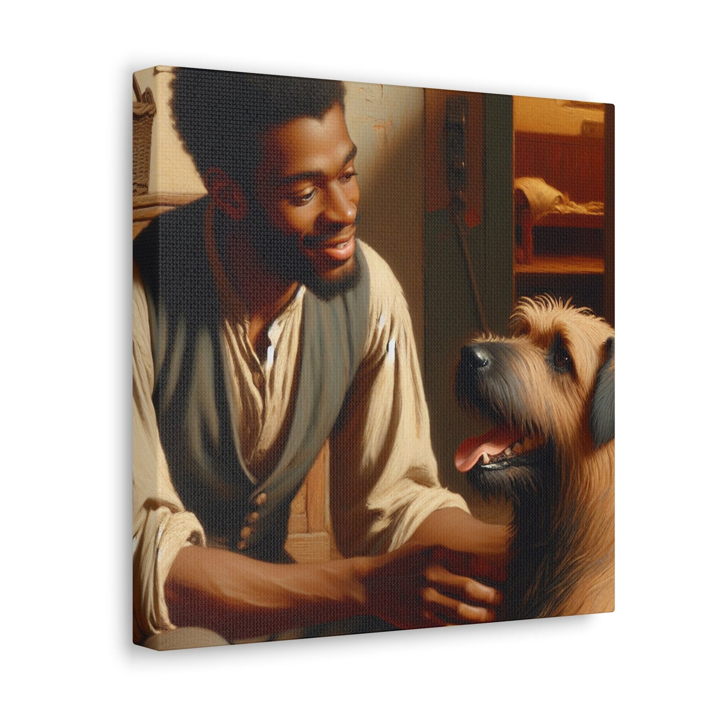 "Serene Bond: Man and Dog" - Canvas - Authentic4Us