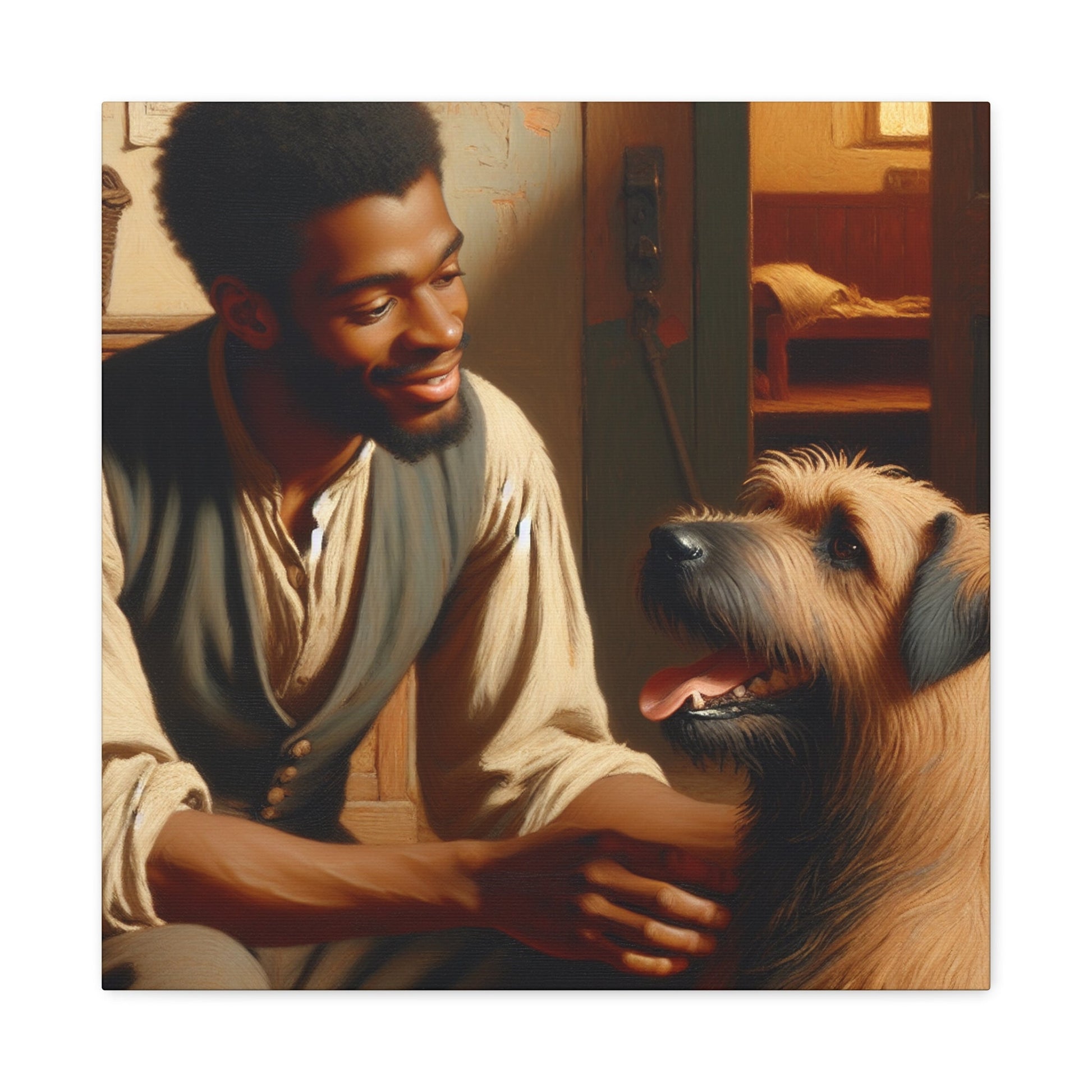 "Serene Bond: Man and Dog" - Canvas - Authentic4Us