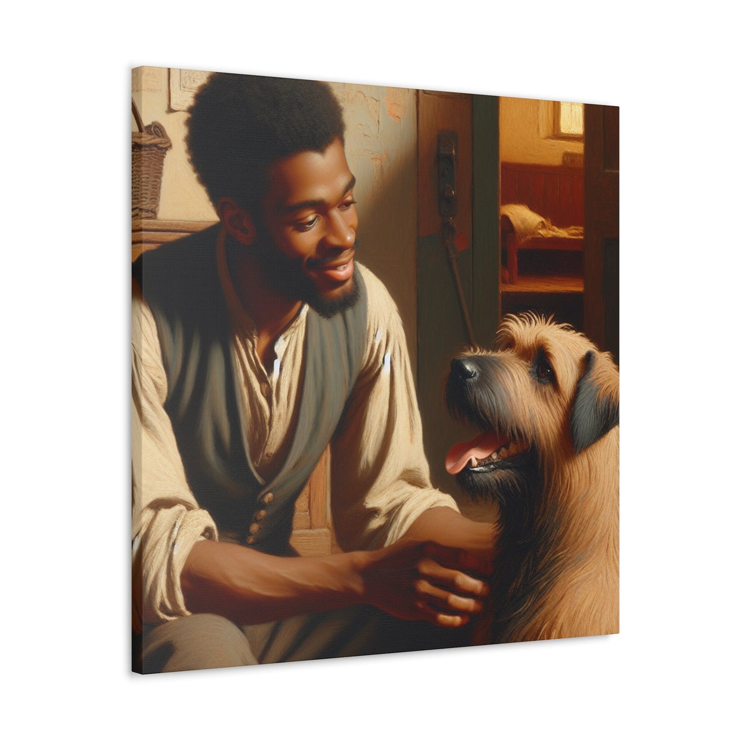 "Serene Bond: Man and Dog" - Canvas - Authentic4Us