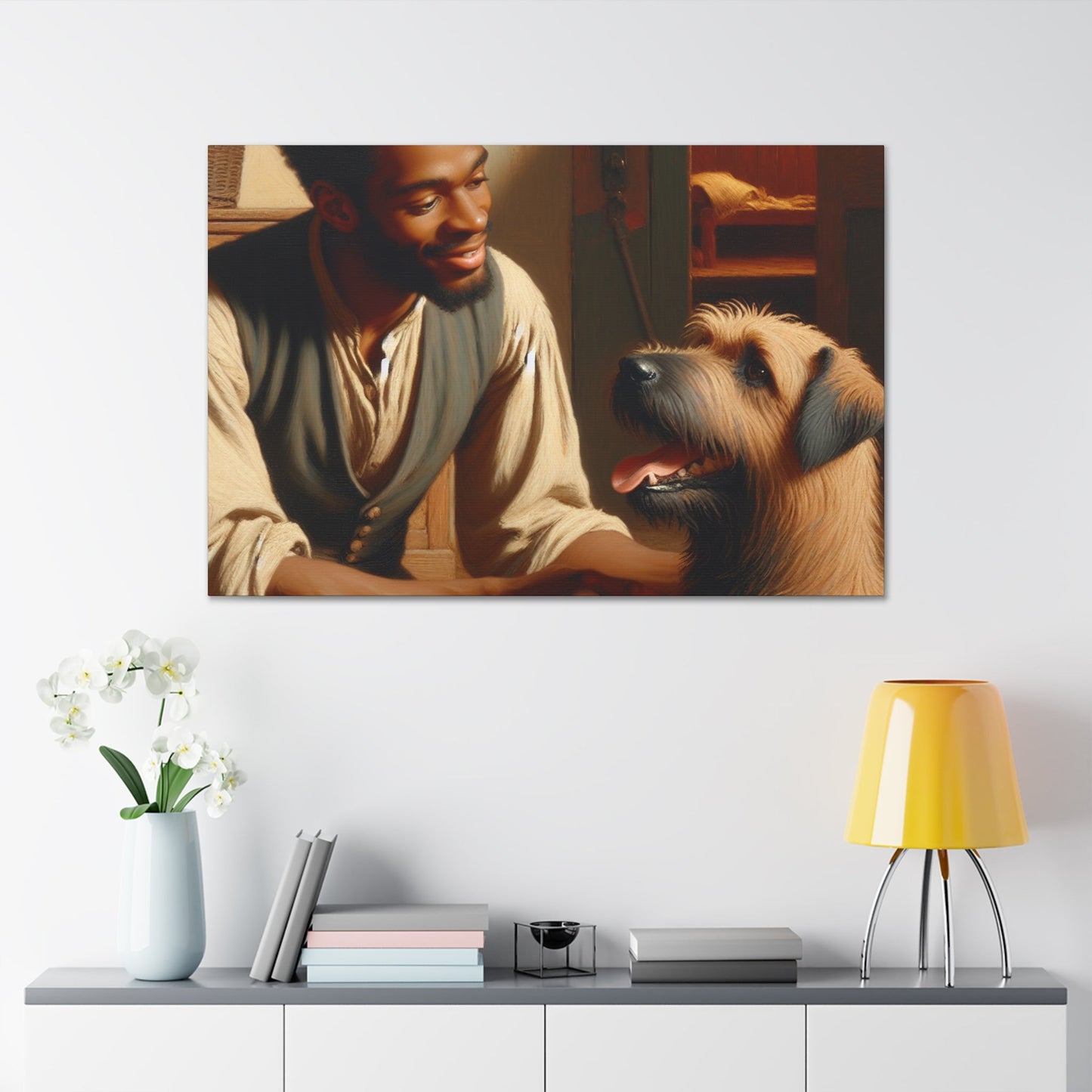 "Serene Bond: Man and Dog" - Canvas - Authentic4Us