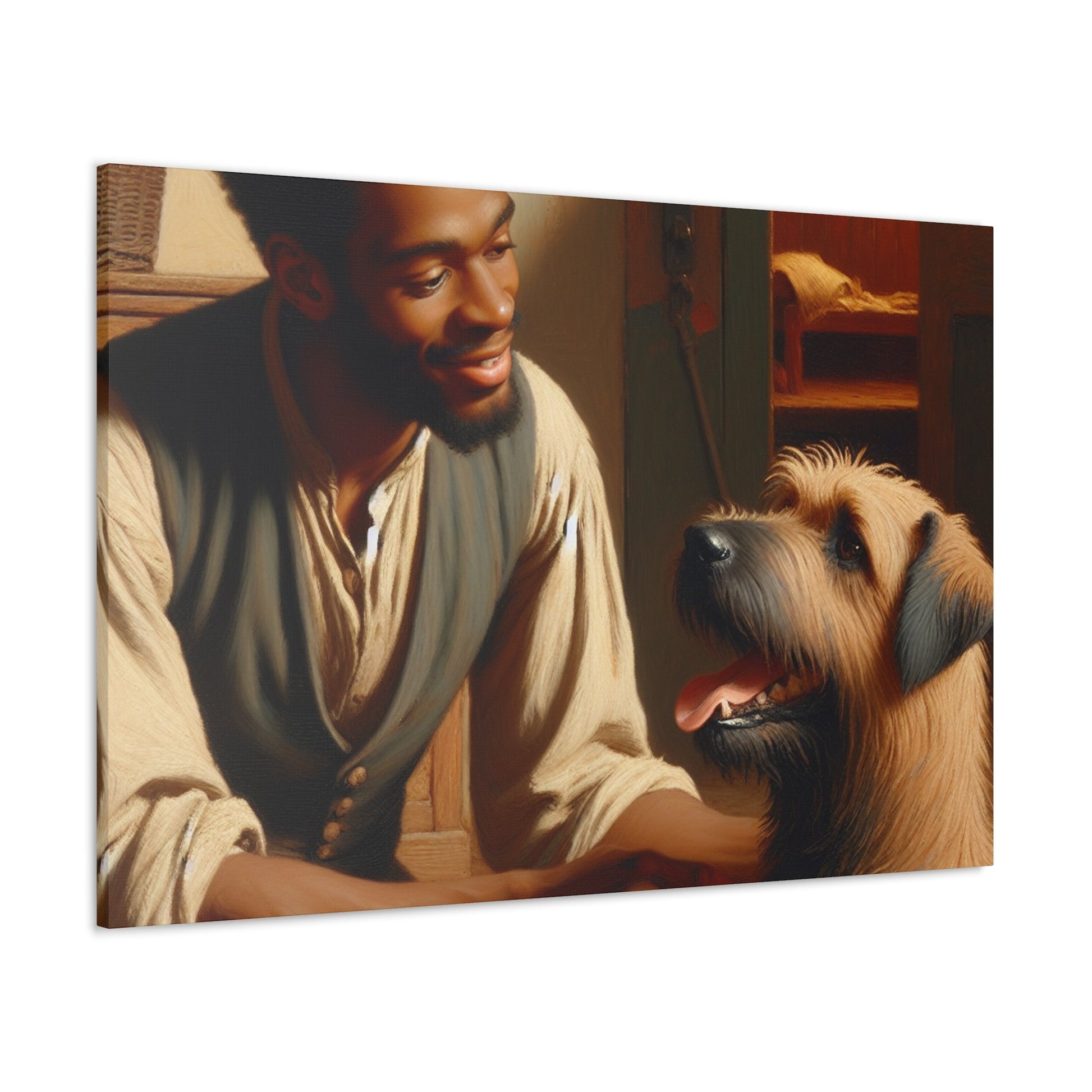 "Serene Bond: Man and Dog" - Canvas - Authentic4Us