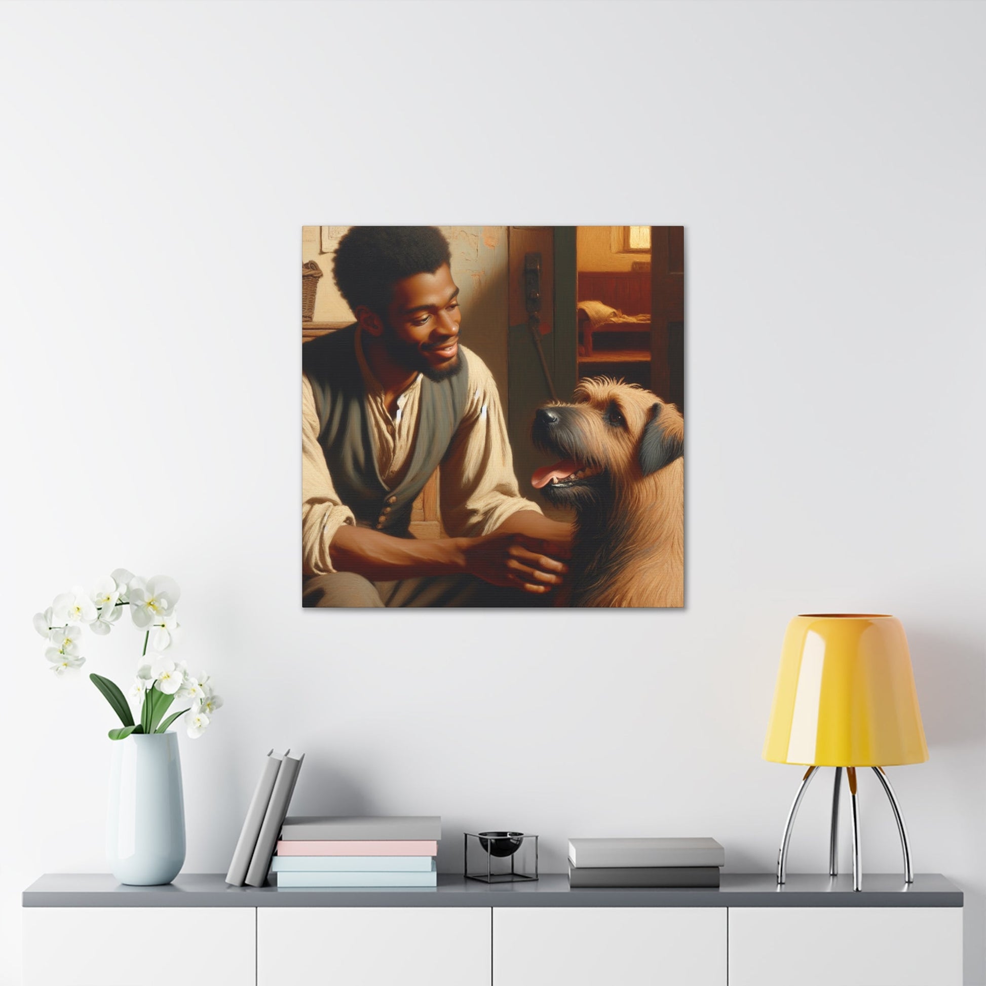 "Serene Bond: Man and Dog" - Canvas - Authentic4Us