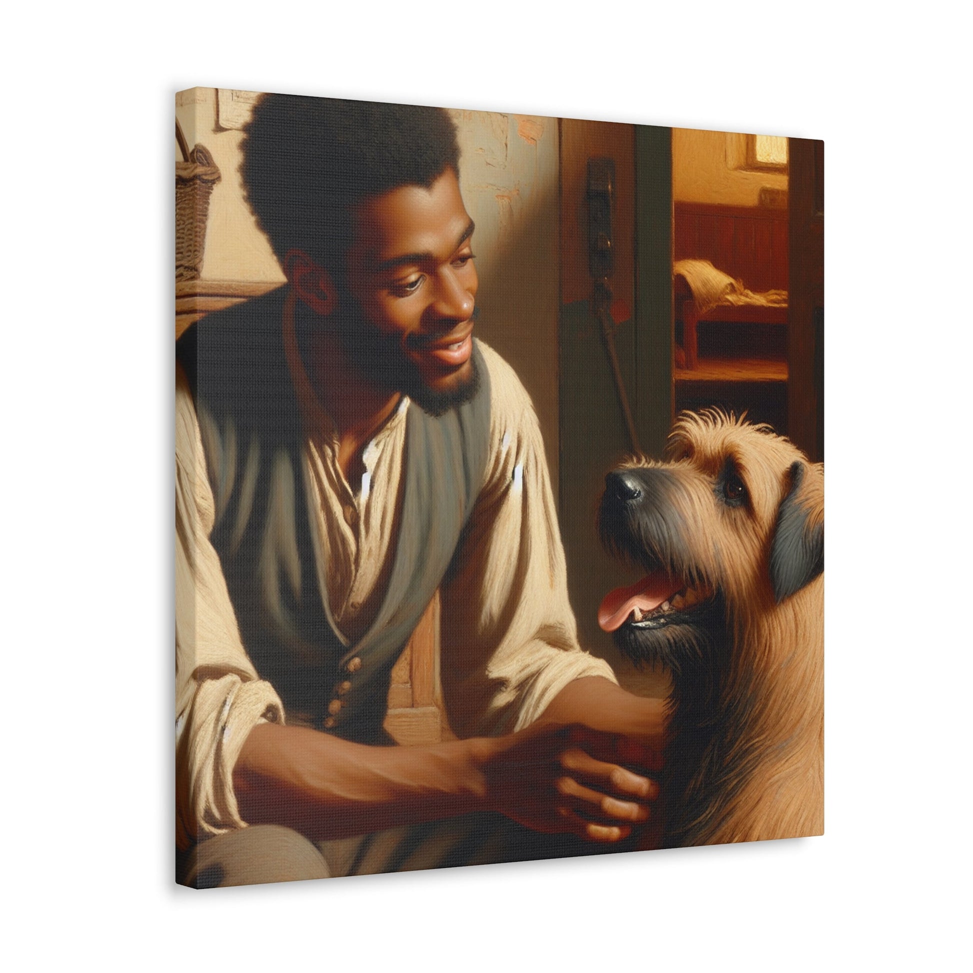 "Serene Bond: Man and Dog" - Canvas - Authentic4Us