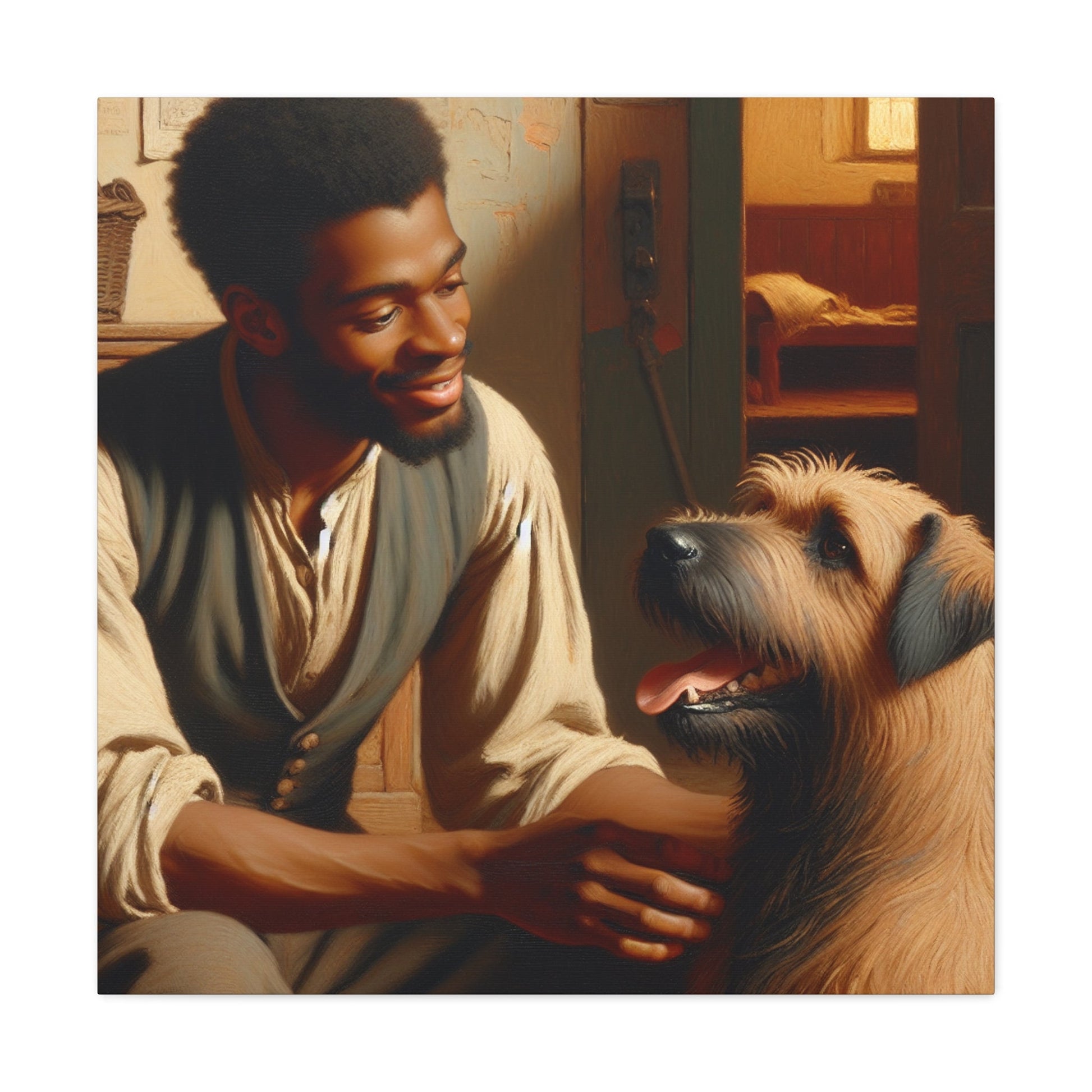 "Serene Bond: Man and Dog" - Canvas - Authentic4Us