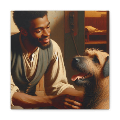 "Serene Bond: Man and Dog" - Canvas - Authentic4Us