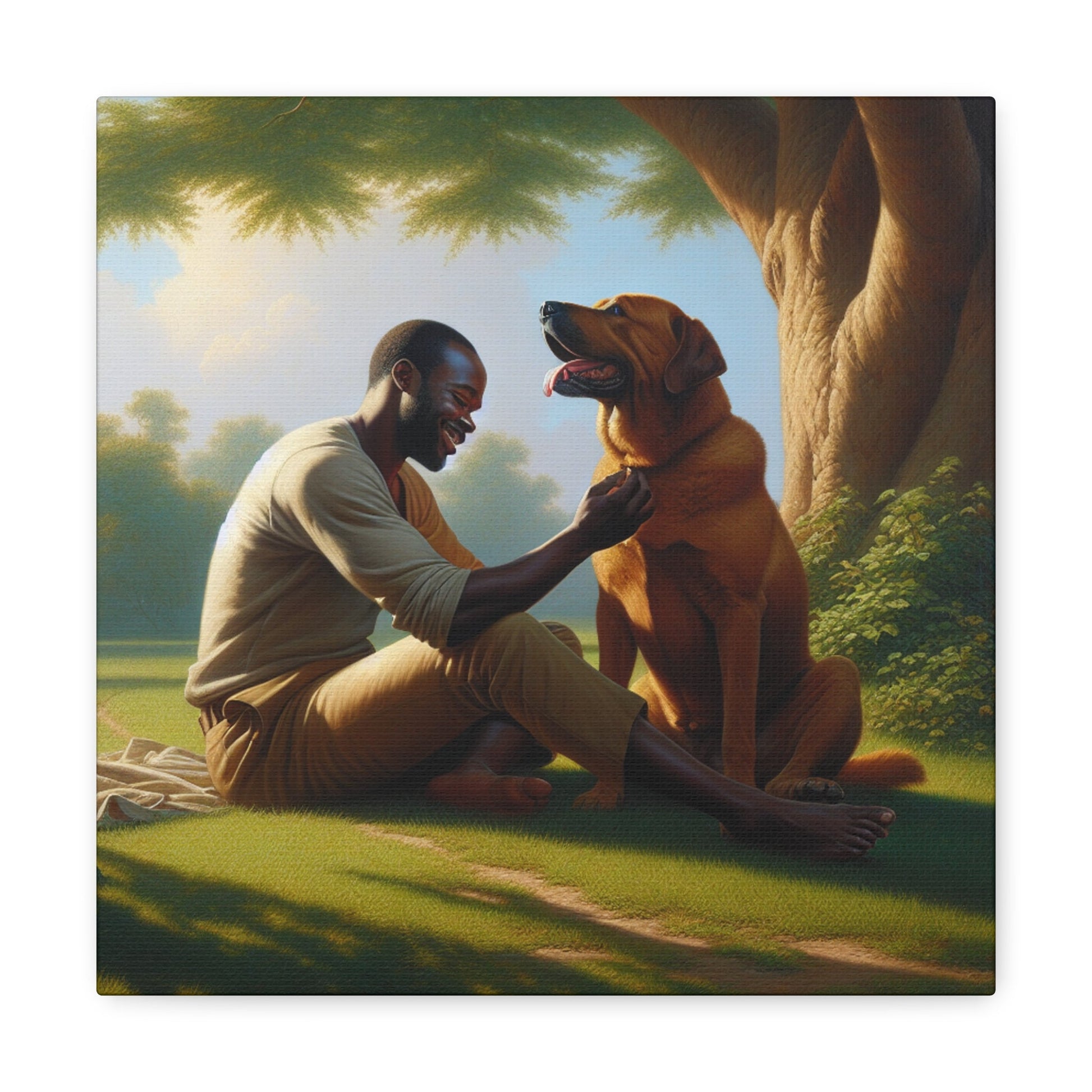 "Serene Companionship Under Tree" - Canvas - Authentic4Us