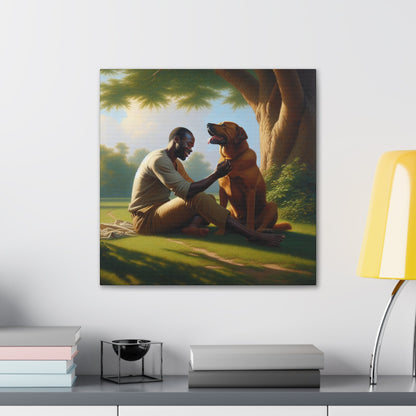 "Serene Companionship Under Tree" - Canvas - Authentic4Us