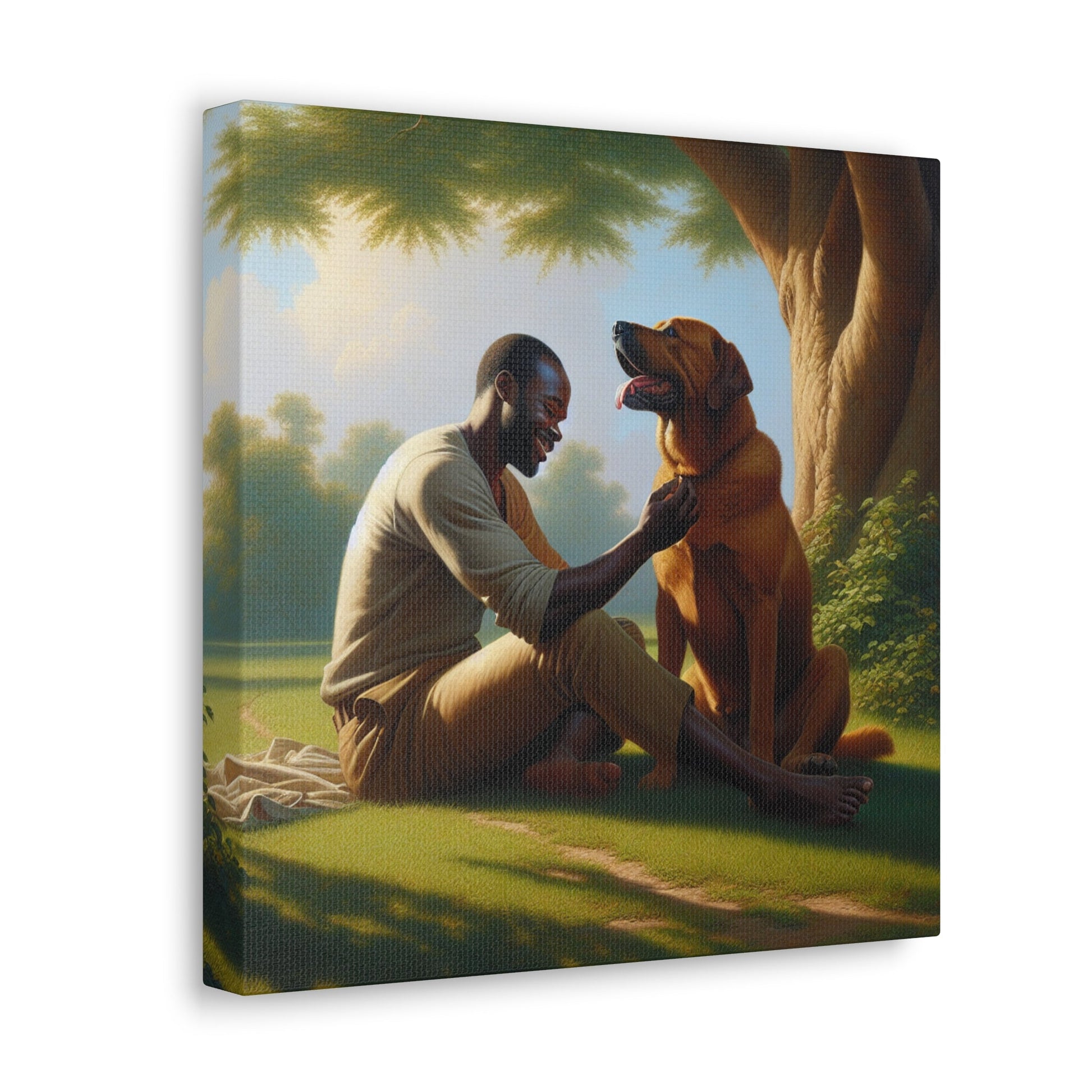 "Serene Companionship Under Tree" - Canvas - Authentic4Us