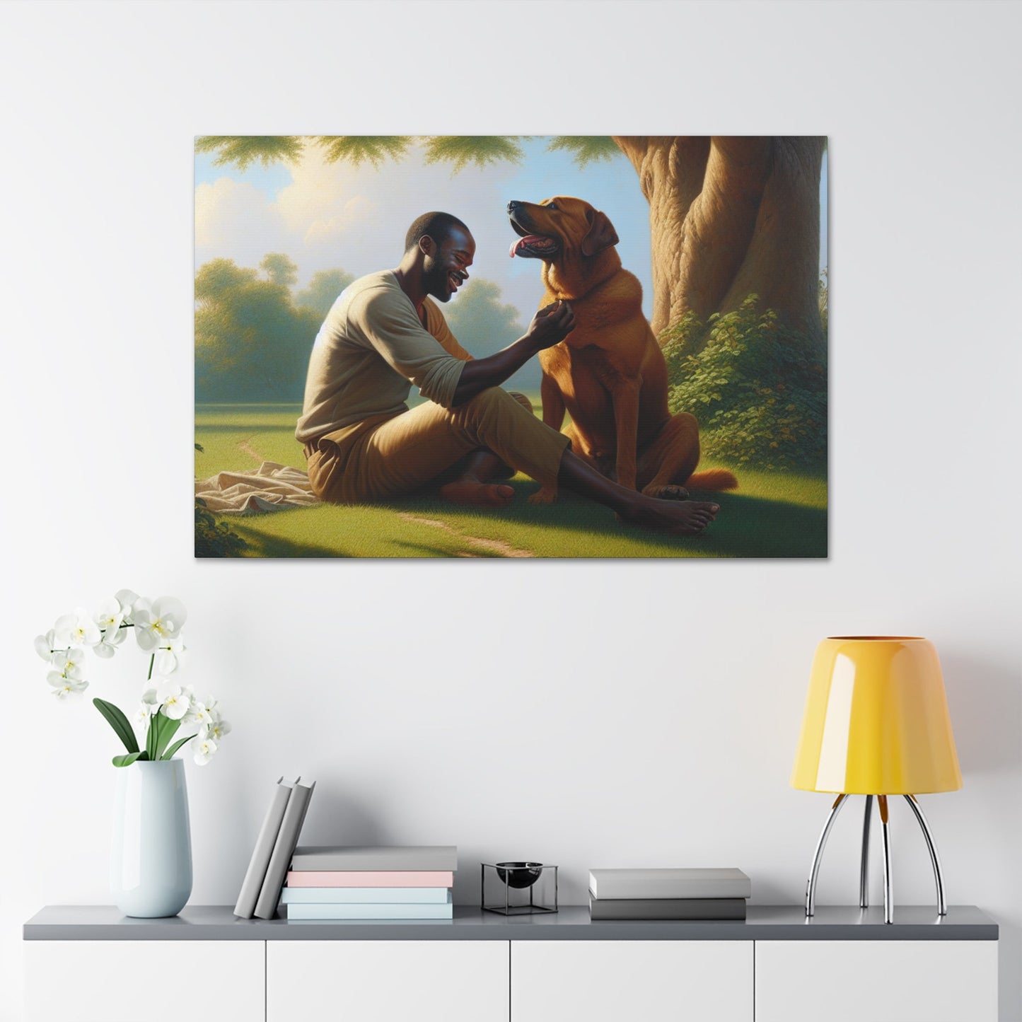 "Serene Companionship Under Tree" - Canvas - Authentic4Us