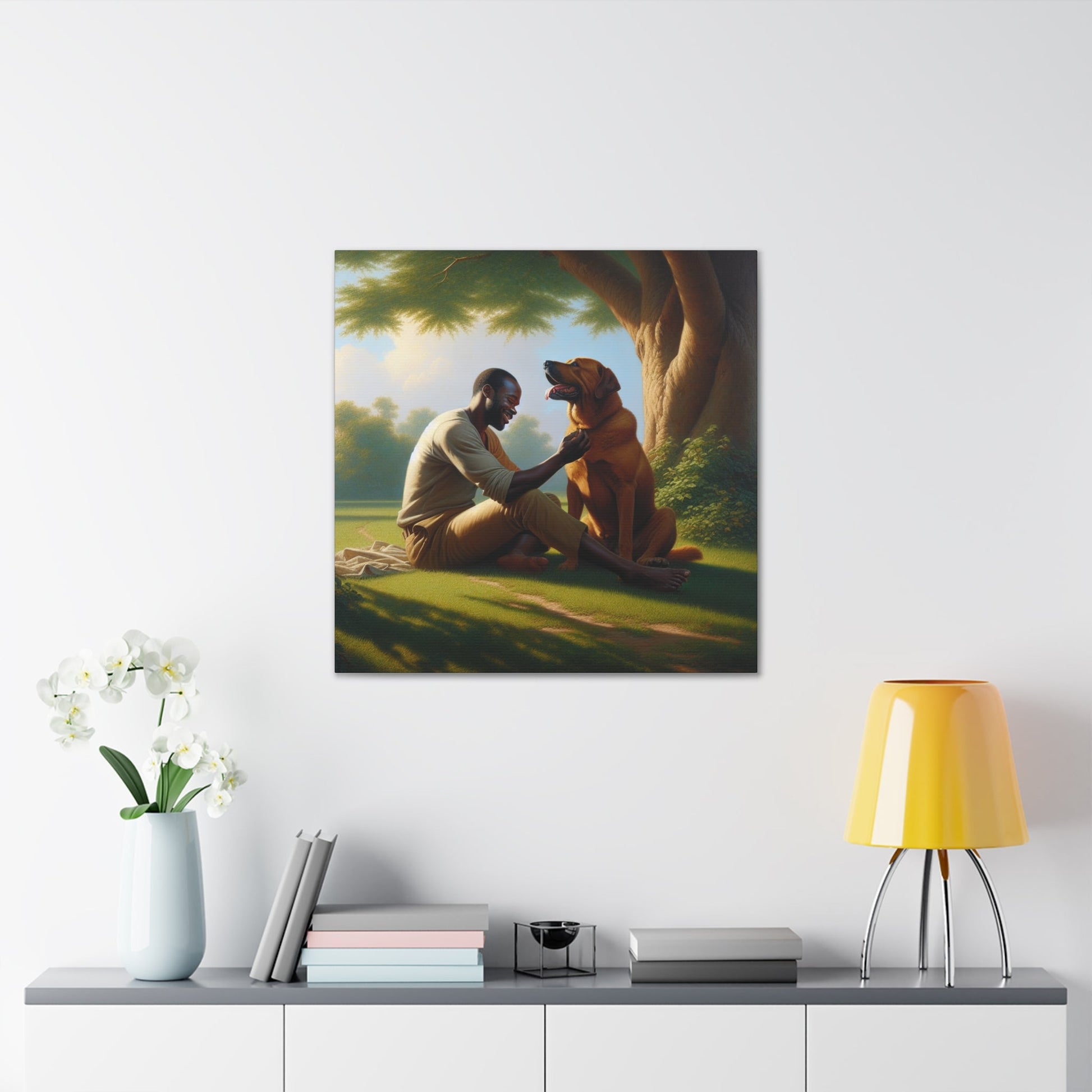 "Serene Companionship Under Tree" - Canvas - Authentic4Us