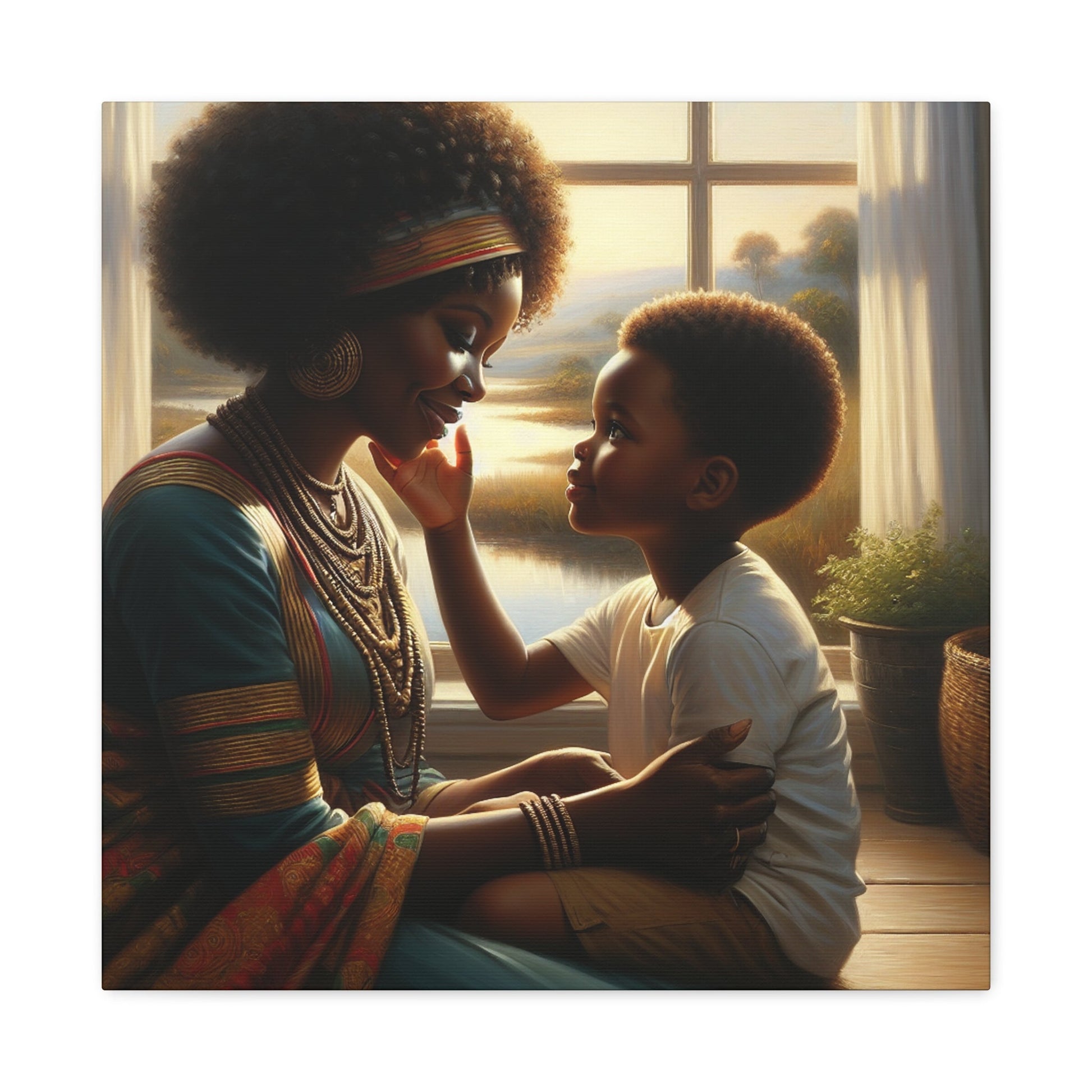 "Serene Embrace: Mother and Child" - Canvas - Authentic4Us