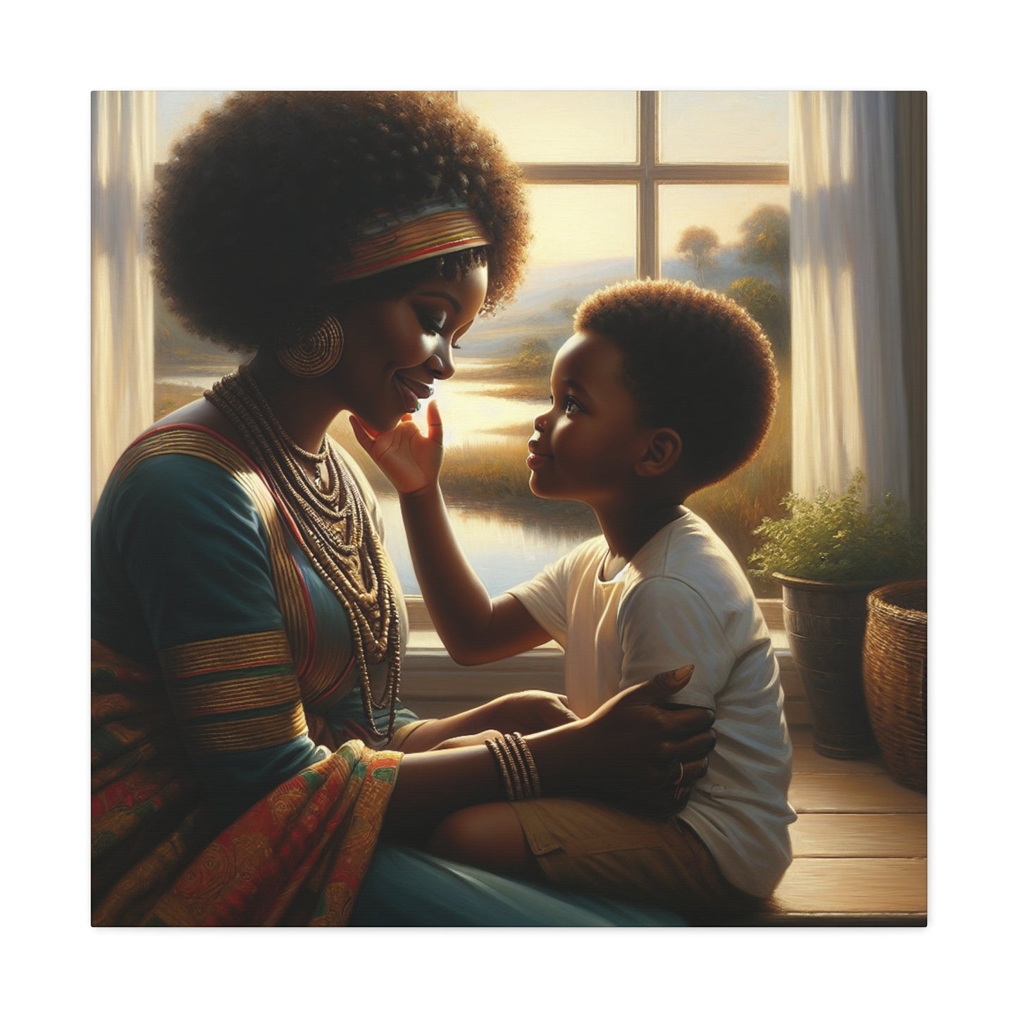 "Serene Embrace: Mother and Child" - Canvas - Authentic4Us