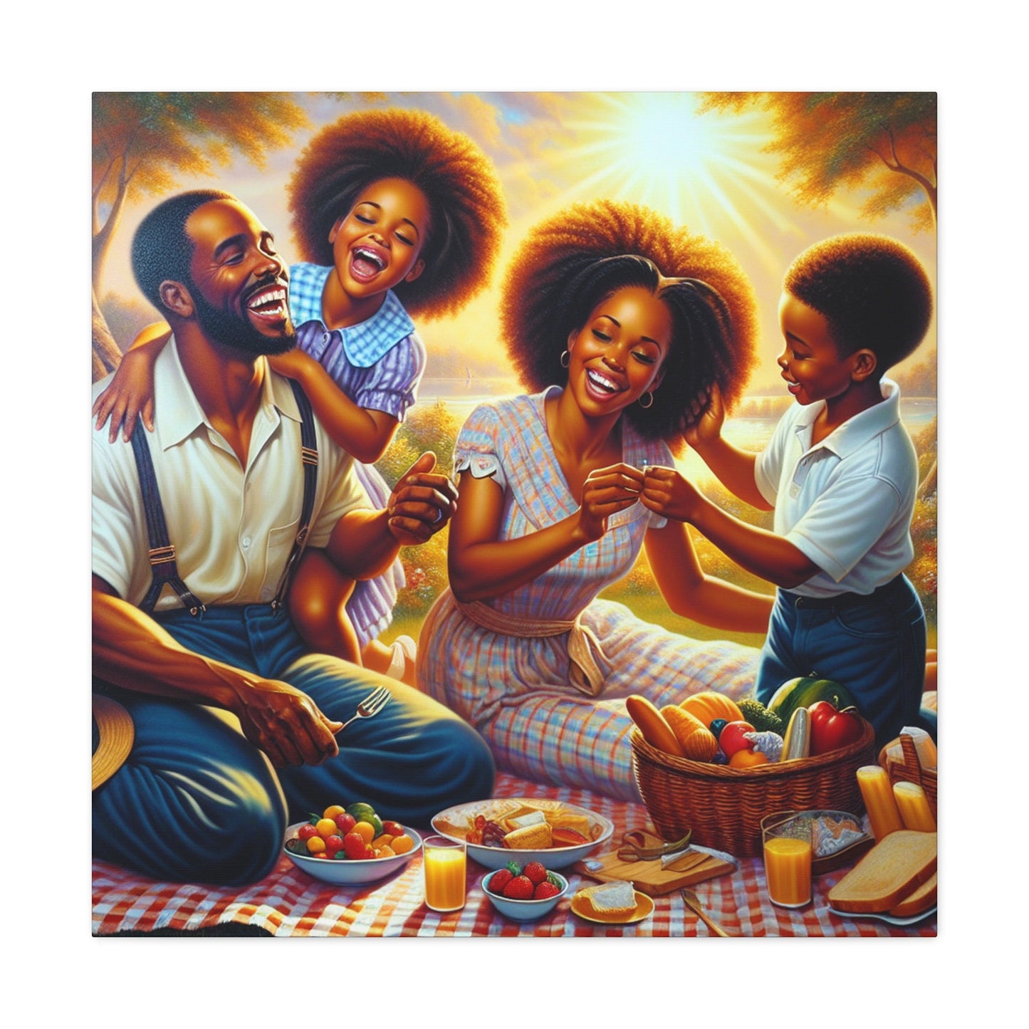 "Serene Family Picnic Bliss" - Canvas - Authentic4Us